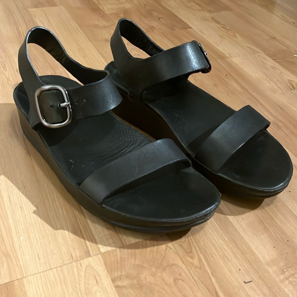 Fitflop Black Sandals with Silver Buckle